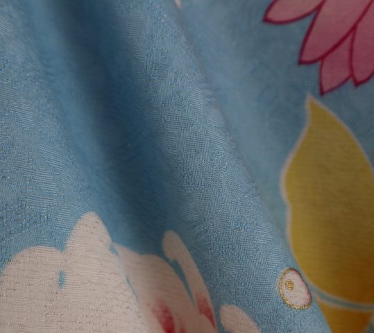 成人式振袖[oshikiri moe][ガーリー]水色×ピンク・菊[身長167cmまで]No.728